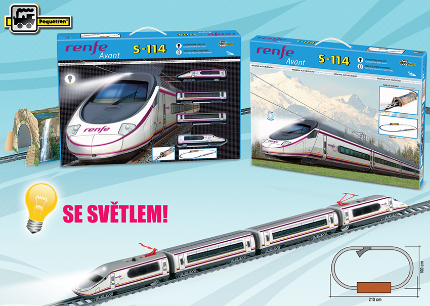 Pequetren 700 VYSOKORYCHLOSTNÍ VLAK RENFE AVANT S-114 s horským tunelem