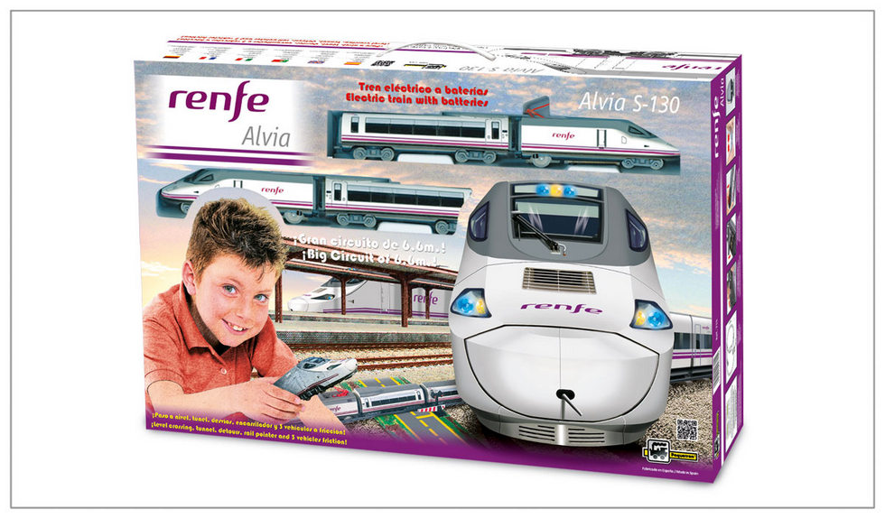 Pequetren 715 VYSOKORYCHLOSTNÍ VLAK RENFE ALVIA S-130 s tunelem a přejezdem