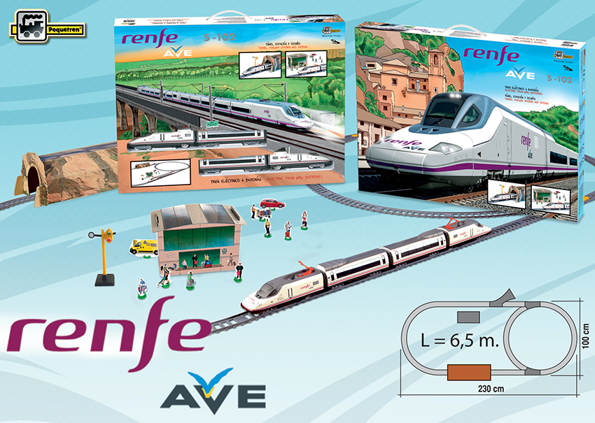 Pequetren 750 VYSOKORYCHLOSTNÍ VLAK RENFE AVE s horským tunelem a stanicí