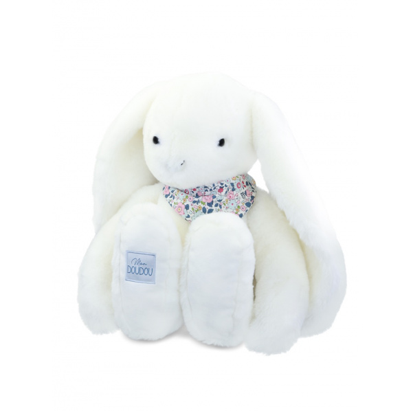 Doudou Plyšový králík XXL s šátkem bílý 50 cm