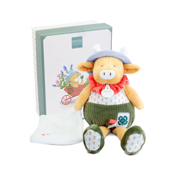 Doudou Dárková sada Plyšová kravička Aneth s dečkou zelená 28 cm Doudou Dárková sada Plyšová kravička Aneth s dečkou zelená 28 cm