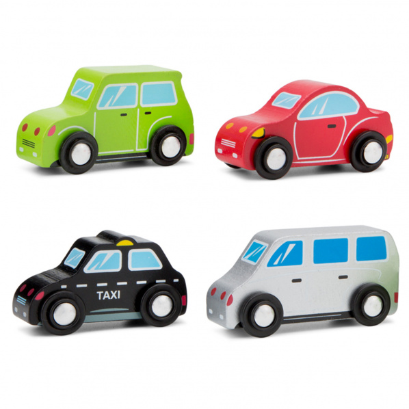 Sada dřevěných mini autíček - 4 ks Sada dřevěných mini autíček - 4 ks