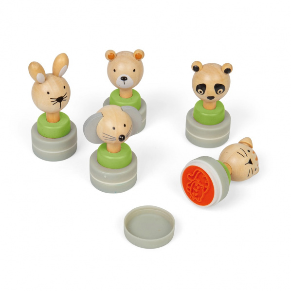Bigjigs Toys Dřevěná inkoustová razítka Zvířátka 1 ks Bigjigs Toys Dřevěná inkoustová razítka Zvířátka 1 ks