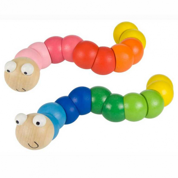 Bigjigs Toys Dřevěný barevný červík 1 ks Bigjigs Toys Dřevěný barevný červík 1 ks