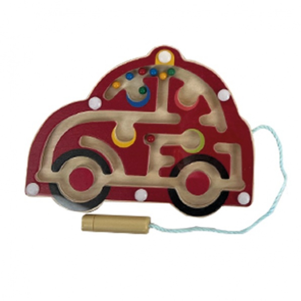 Bigjigs Toys Dřevěný magnetický labyrint Červené auto Bigjigs Toys Dřevěný magnetický labyrint Červené auto