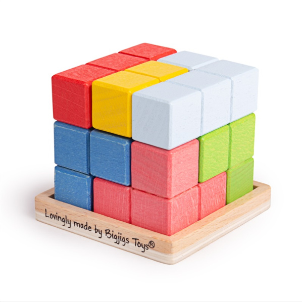 Bigjigs Toys Dřevěná skládací kostka Bigjigs Toys Dřevěná skládací kostka
