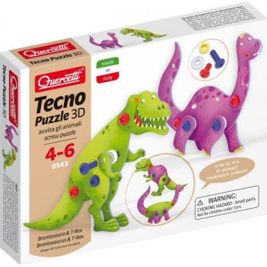 Quercetti 0543 Tecno Puzzle 3D - brontosaurus a T-Rex