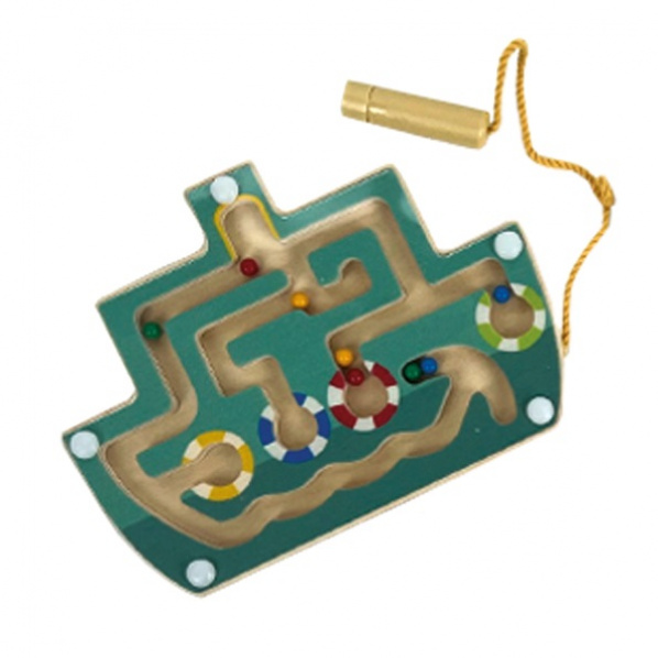 Bigjigs Toys Dřevěný magnetický labyrint Tyrkysová loď Bigjigs Toys Dřevěný magnetický labyrint Tyrkysová loď