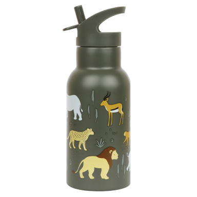 A Little Lovely Company - nerezová lahev na pití, 350 ml  - zvířata ze savany