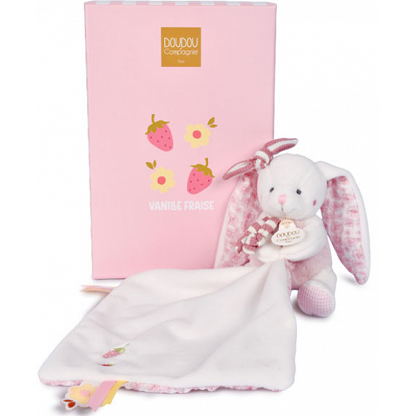 Doudou Dárková sada Plyšový králíček s dečkou 10 cm růžový Doudou Dárková sada Plyšový králíček s dečkou 10 cm růžový