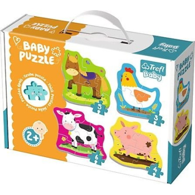 TREFL Baby puzzle Zvířata na farmě 4v1 (3, 4, 5 a 6 dílků)