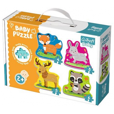 TREFL Baby puzzle Zvířata v lese 4v1 (3, 4, 5 a 6 dílků)