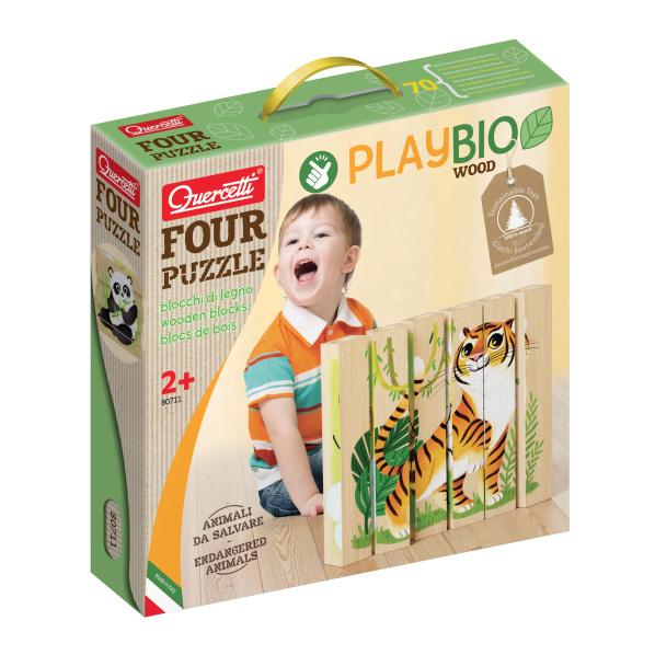 Quercetti 80711 PlayBio - Four Puzzle Ohrožená zvířata Quercetti 80711 PlayBio - Four Puzzle Ohrožená zvířata