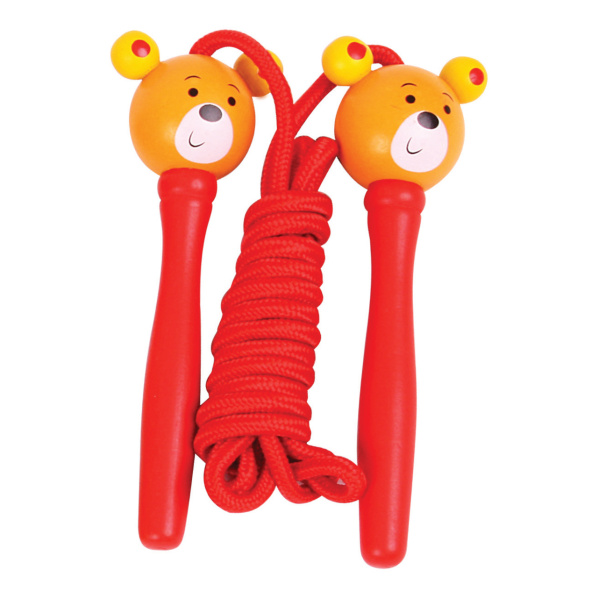 Bigjigs Toys Švihadlo zvířátko medvídek 1ks rukojeť  červená