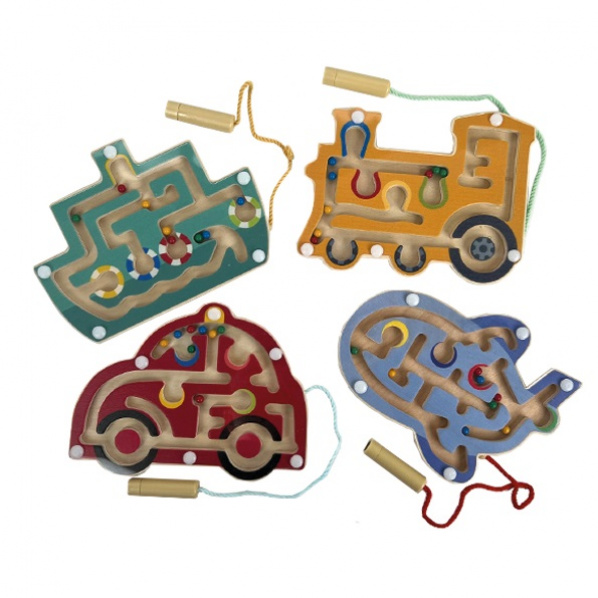 Bigjigs Toys Dřevěný magnetický labyrint 1 ks Bigjigs Toys Dřevěný magnetický labyrint 1 ks