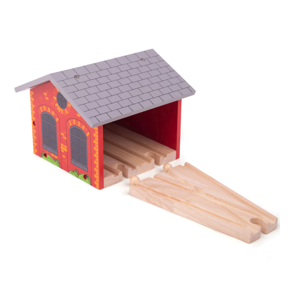 Bigjigs Rail Cihlové depo pro dva vláčky Bigjigs Rail Cihlové depo pro dva vláčky