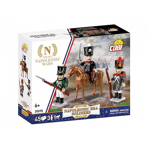 COBI 20098 Vojáci napoleonské éry – 3 figurky s doplňky a kůň COBI 20098 Vojáci napoleonské éry – 3 figurky s doplňky a kůň