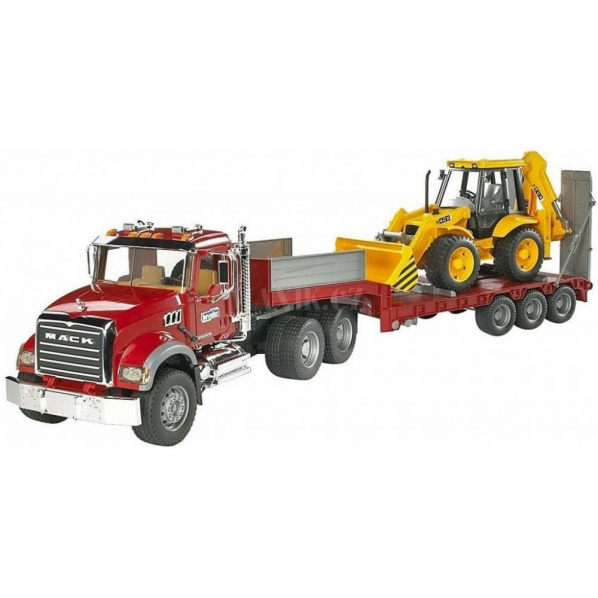 Bruder 2813 Červený návěs s JCB MACK Granite Bruder 2813 Červený návěs s JCB MACK Granite
