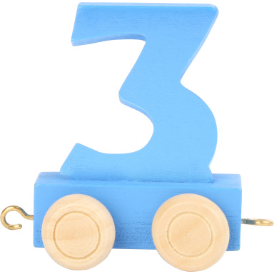 Vagónek dřevěné vláčkodráhy - barevné číslice - číslo 3