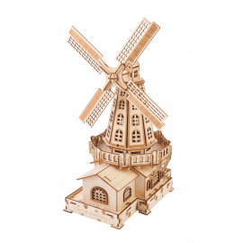 Woodcraft Dřevěné 3D puzzle Holandský větrný mlýn - 127 dílků