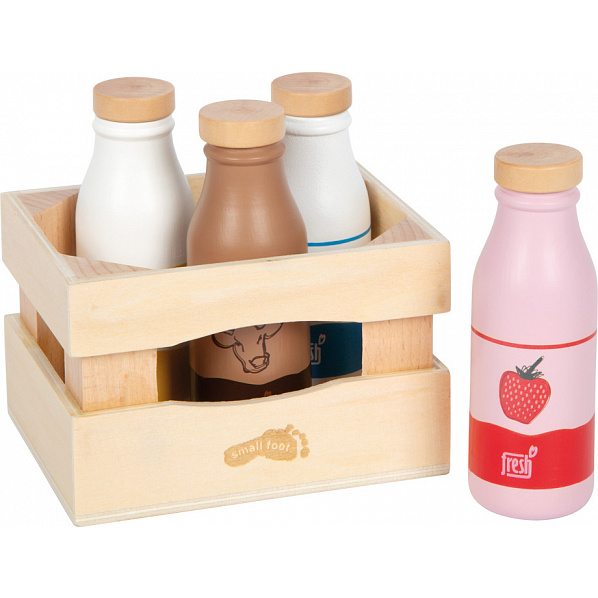 small foot Dřevěná přepravka s mléčnými nápoji
