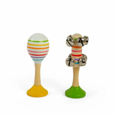 Bigjigs Toys Sada Rumba koule žlutá a rolničky zelené
