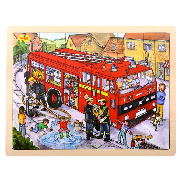 Bigjigs Toys Dřevěné puzzle hasiči 24 dílků Bigjigs Toys Dřevěné puzzle hasiči 24 dílků