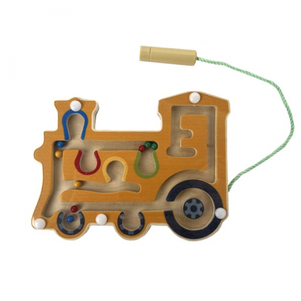 Bigjigs Toys Dřevěný magnetický labyrint Oranžová lokomotiva Bigjigs Toys Dřevěný magnetický labyrint Oranžová lokomotiva