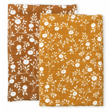 A Little Lovely Company - Mušelínové plenky,  blossom - caramel - 2 ks