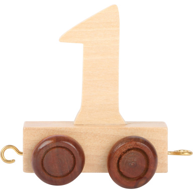 Vagónek dřevěné vláčkodráhy - přírodní číslice - číslo 1