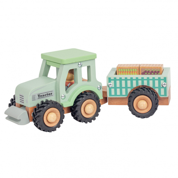 Traktor s valníkem a nákladem Traktor s valníkem a nákladem