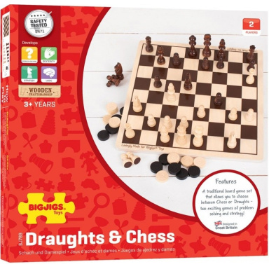 Bigjigs Toys – Dřevěné šachy a dáma