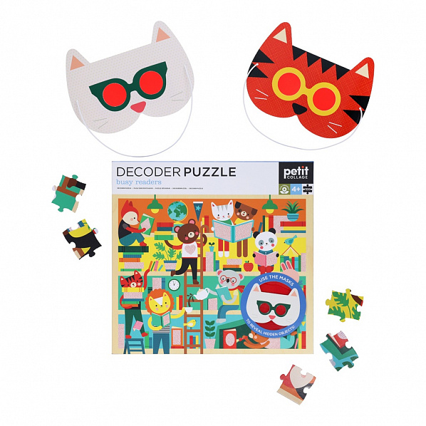 Petit Collage Puzzle knihovna 100 ks s 3D brýlemi Petit Collage Puzzle knihovna 100 ks s 3D brýlemi