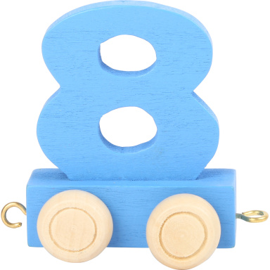 Vagónek dřevěné vláčkodráhy - barevné číslice - číslo 8
