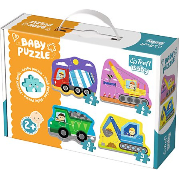 TREFL Baby puzzle Vozidla na stavbě 4v1 (3, 4, 5 a 6 dílků)