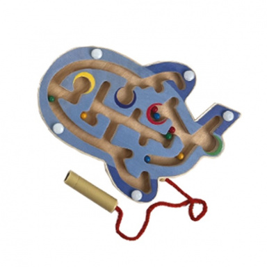Bigjigs Toys Dřevěný magnetický labyrint Modré letadlo