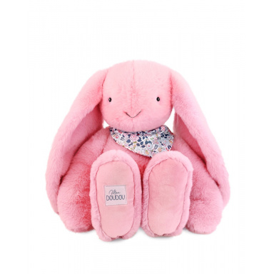 Doudou Plyšový králík XXL s šátkem růžový 50 cm