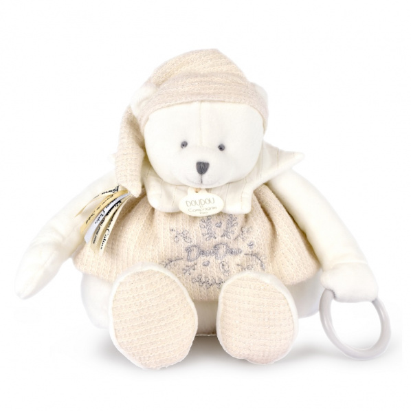Doudou Dárková sada Plyšový lední medvídek s kroužkem 30 cm béžový Doudou Dárková sada Plyšový lední medvídek s kroužkem 30 cm béžový
