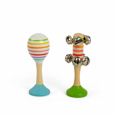 Bigjigs Toys Sada Rumba koule modrá a rolničky zelené