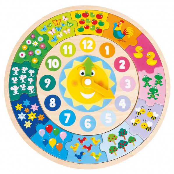Dřevěné hodiny + puzzle Dřevěné hodiny + puzzle