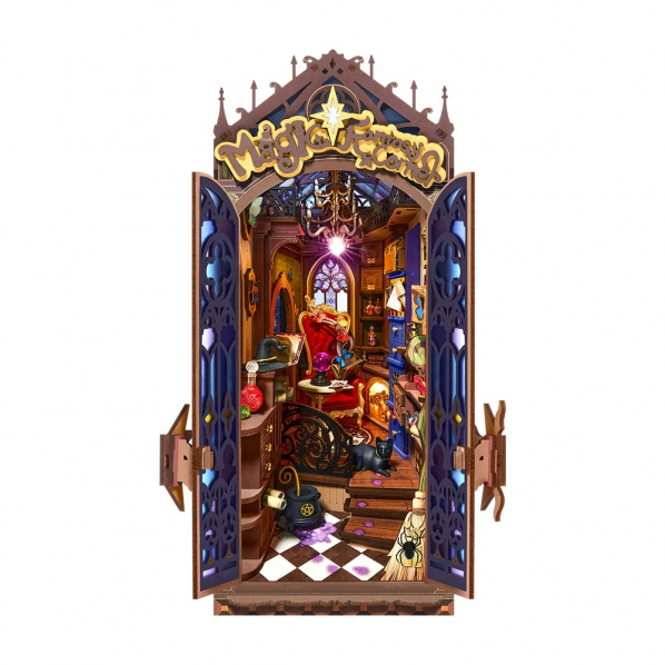 RoboTime 3D skládačka Zarážka na knihy Miniatura domečku Koutek kouzelné fantazie