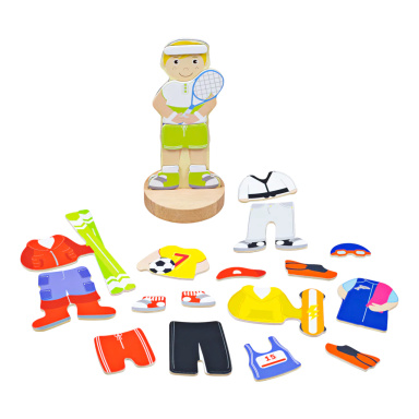 Bigjigs Toys Magnetické oblékací puzzle sportovní aktivity