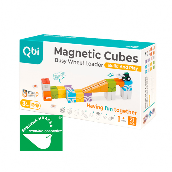 Qbi 115 Busy Wheel Loader Build And Play – kreativní magnetická stavebnice s autíčky