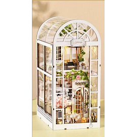 2Kids Toys 3D skládačka Zarážka na knihy Miniatura domečku Kavárna Bílá zahrada
