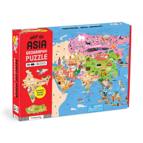 Mudpuppy Zeměpisné puzzle Mapa Asie 70 dílků Mudpuppy Zeměpisné puzzle Mapa Asie 70 dílků